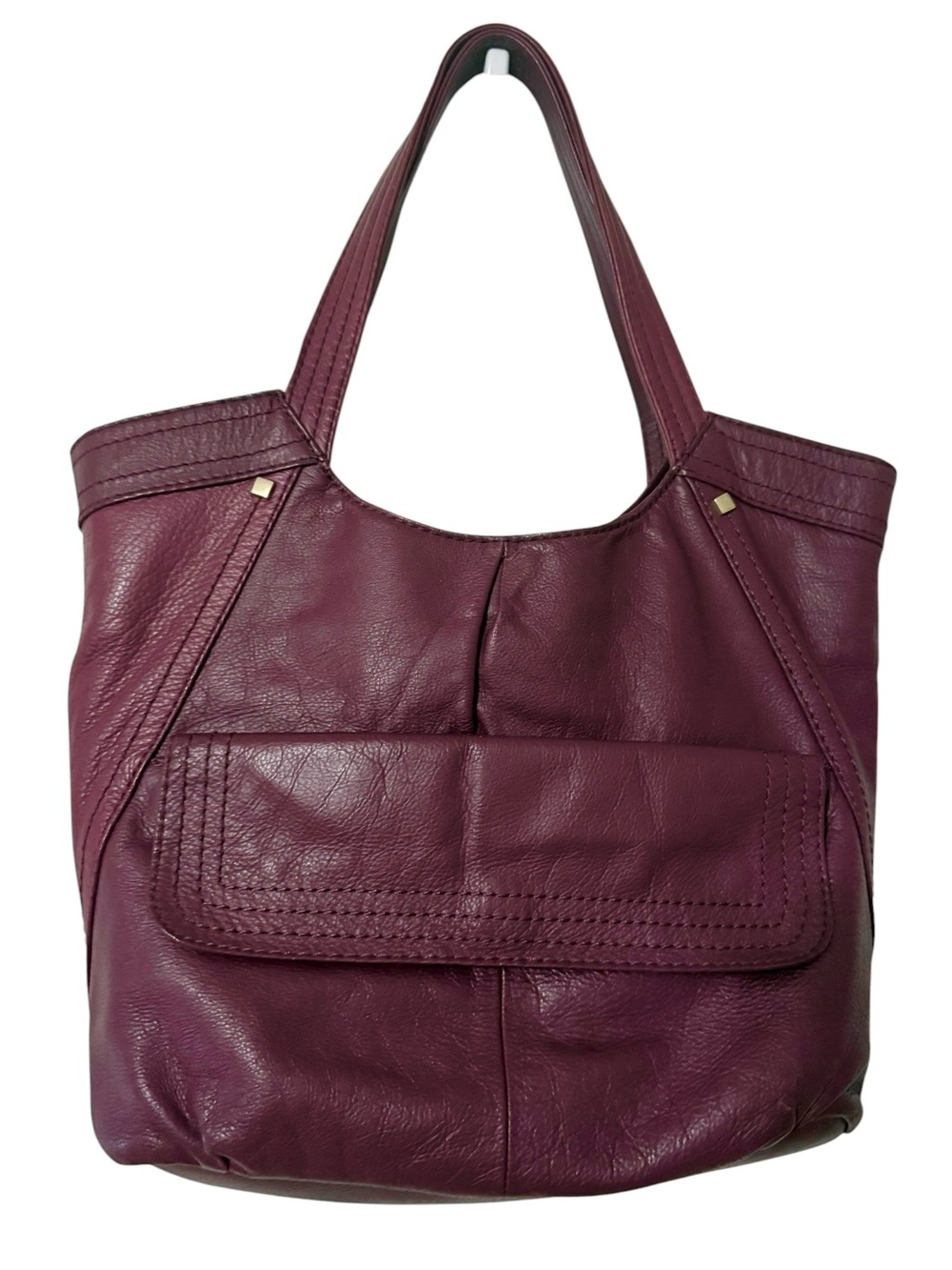 100% Cowhide Leather shoulder Bag in Deep Berry Mauve Purple by Worthington